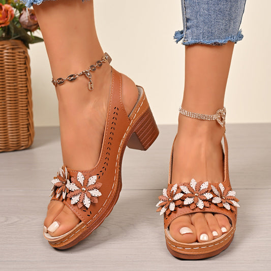 💐Women's Fashion Flower High Heel Casual Sandals