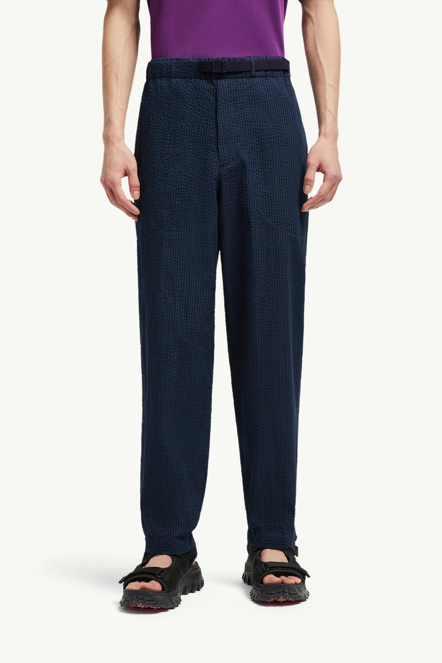 Belted Seersucker Trousers