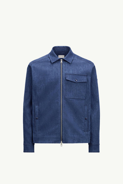 Denim Long Sleeve Zip-Up Shirt